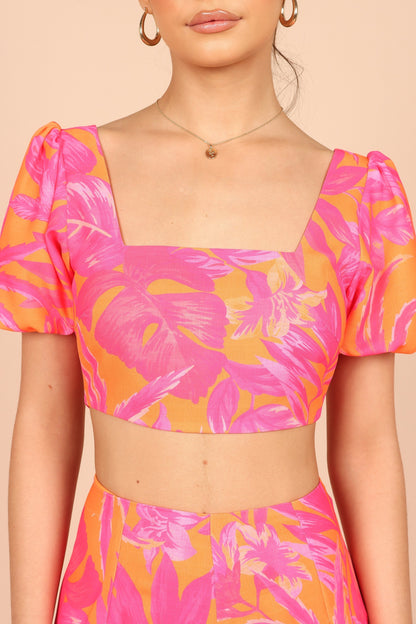 Addison Crop Top - Pink Tropics